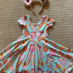 Kids' Mint Pink Dessert Print Twirl Dress